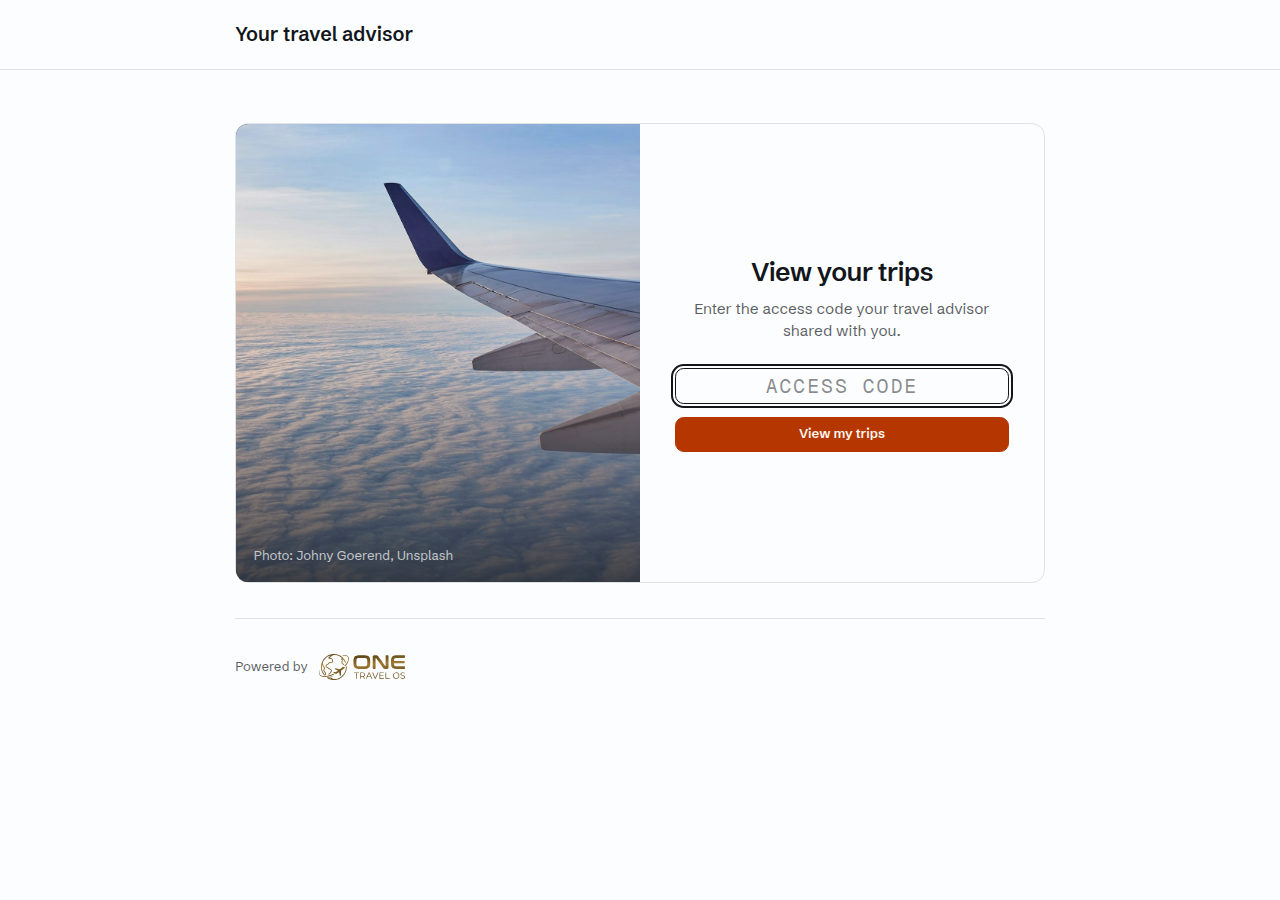 The portal sign-in page: one field, your access code